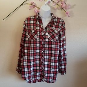 Bajee collection red plaid flannel shirt sml